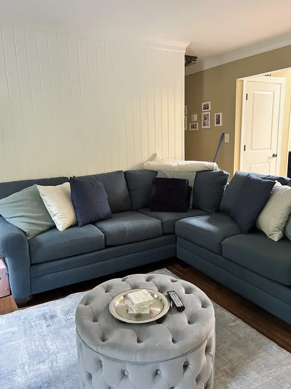Clean and organized residential living room
