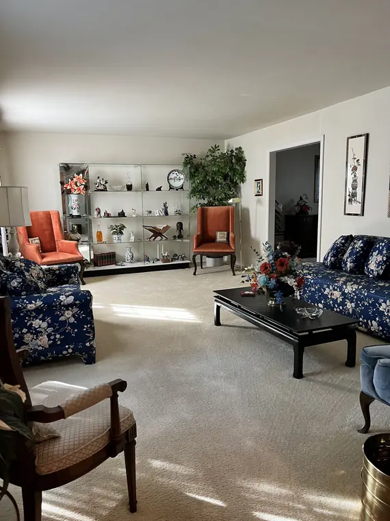 Spacious living area prepared after residential cleaning