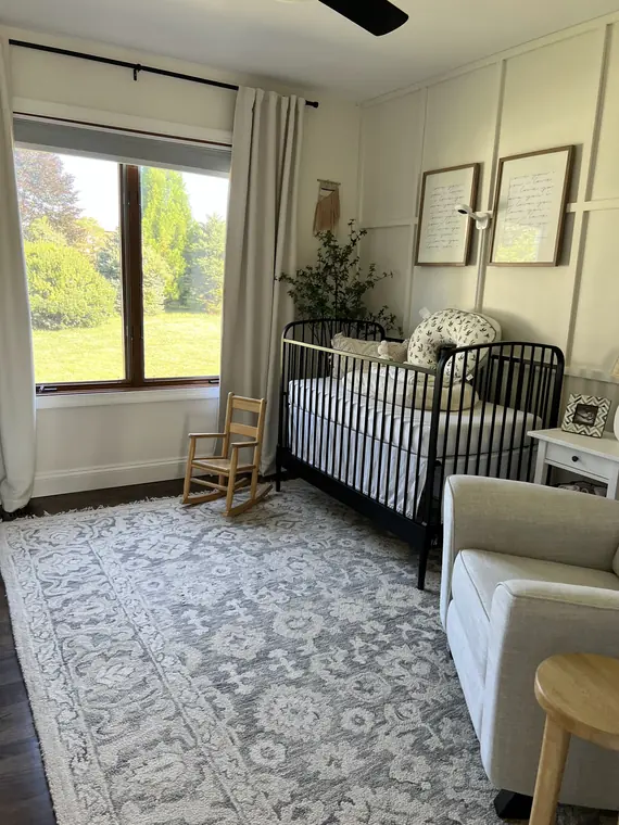 Clean and organized nursery with refreshed carpet