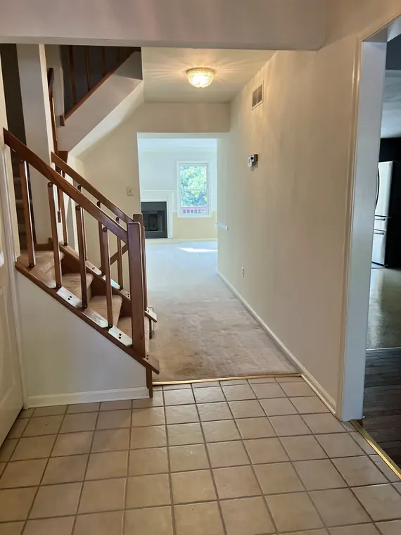 Vacant hallway and flooring prepared after cleaning